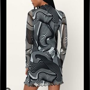 Nasty Gal Abstract Swirl Mesh Funnel Bodycon Mini Dress size 12